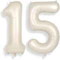SUWEN 40 Inch Cream White Large 15 Number Balloons Big Foil Helium Number Balloons 0-9 Jumbo Happy 15th Mylar Birthday Party Decorations for Boy or Girl 51 Anniversary Party Supplies
