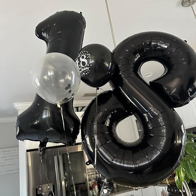 40 Inch Black Number Balloon 1, Large Number Foil Balloons Mylar for Girl Boy Birthday Party Celebration Decorations Supplies, Digital Balloons for Wedding Anniversary Events Decorations