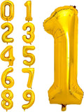 40 Inch Gold Large Number 1 Balloon for 1st Birthday Decoration, Giant Jumbo Self Inflating Foil Number Balloons 0-9 for Boys Girls 1 Helium Balloons for Women Men Party Anniversary Supplies