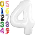 Balloons Number, 40 Inch Foil Balloons 4th Birthday Decorations Girl, White Number 4 Ballon for 4, 14, 24, 40 Celebration, Birthday, Christmas, Anniversary Decor