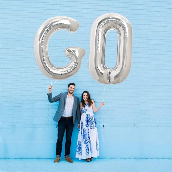TONIFUL 40 Inch Large Silver Letter O Balloons Helium Balloons,Foil Mylar Big Letter Balloons for 2026 New Year Eve Graduation Wedding Baby Shower Birthday Party Anniversary Supplies Decorations