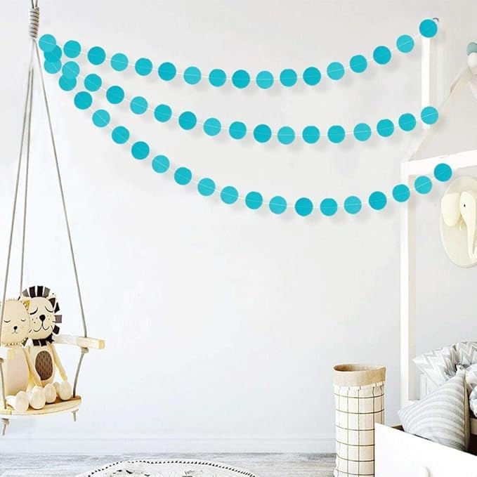 Cheerland Mermaid Party Decorations Under The Sea Party Garlands Blue Birthday Decor Circle Garland Glitter Ice Blue Streamer Baby Shower Kids Summer Beach Backdrop Ceiling Hanging Dot Decor 52ft