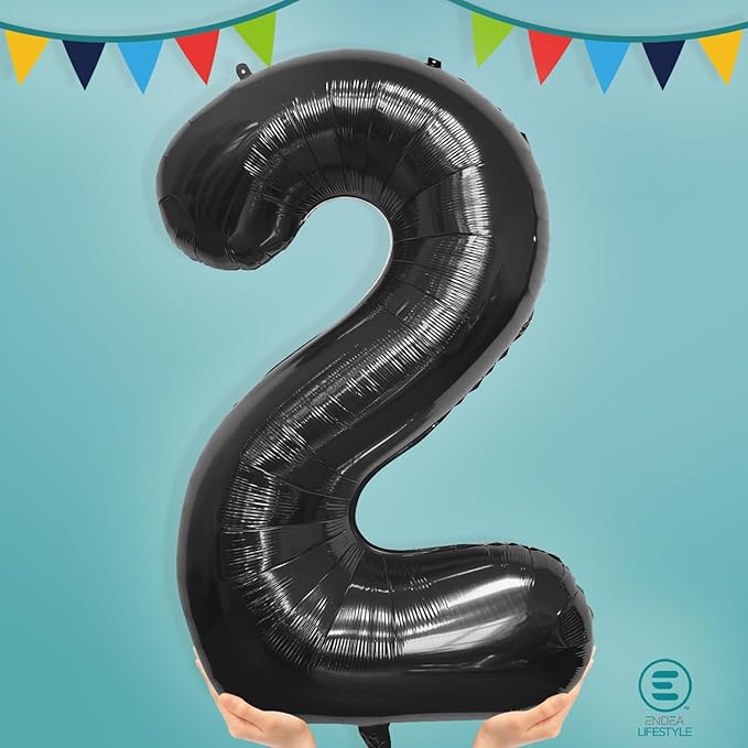 40 Inch Large Black Number Celebration and Decoration Balloon for Birthday Parties, Graduations, Anniversaries, Weddings, Photo Shoots, Special Events - Helium Foil Mylar (Black Number 2)