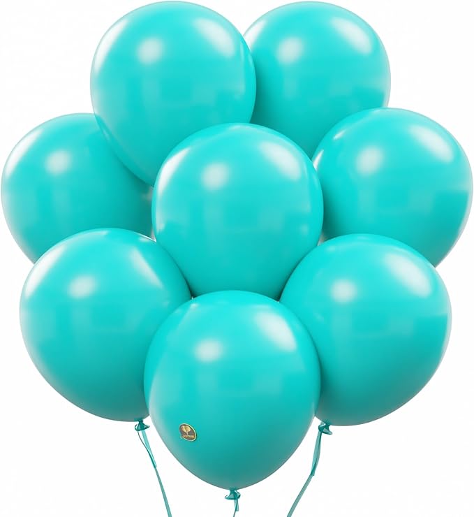 AFTERLOON® Biodegradable Mini Balloons 50 pcs Pastel Turquoise Blue (Tiffany) 5 Inch, Matte Color Thickened Extra Strong Latex Helium Float, Baby Gender Reveal Wedding Birthday Party Decorations