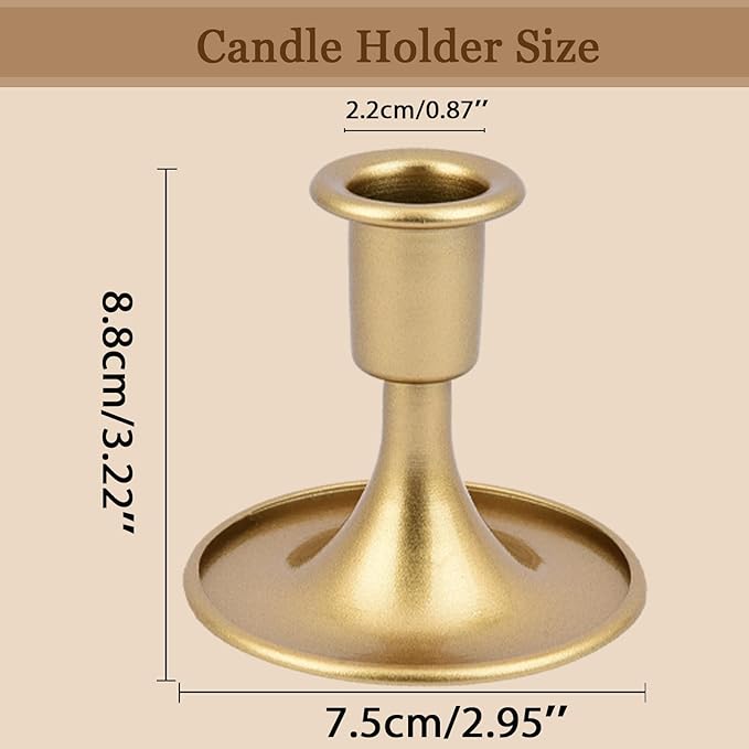 Gold Candle Holders Set of 3, Vintage Short Metal Taper Candlestick Holders Small for Dining Table, Fireplace Mantel, Wedding, Party, Anniversary, Christmas Thanksgiving Home Decor Gold-3