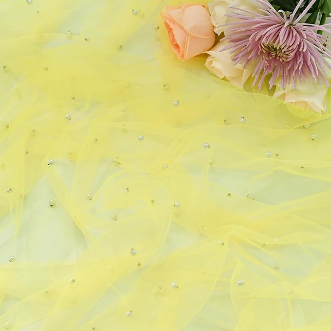 Artoid Mode Pearl Yellow Gauze Table Runner 59x120 Inch , Seasonal Sheer Kitchen Dining Holiday Wedding Birthday Baby Shower Table Decor for Home Party