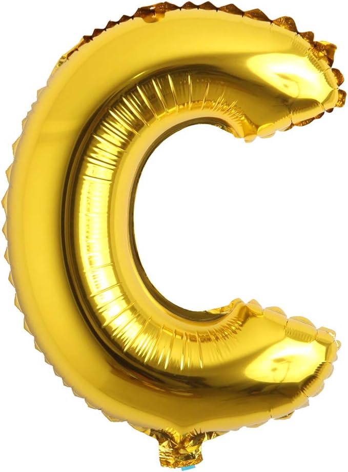 16" Alphabet Letter and Number Balloons Set Package, Aluminum Hanging Foil Film banner Mylar Balloon for Birthday Party Decoration Custom Word (A-Z, 0-9 Gold) (16 inch C Gold)