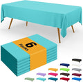 Smiry Disposable Table Cloth - 6 Pack, 54 x 132 Inch Waterproof Rectangle Tablecloths for Parties, Decorative Plastic Table Cover, Leakproof & Sturdy, Teal