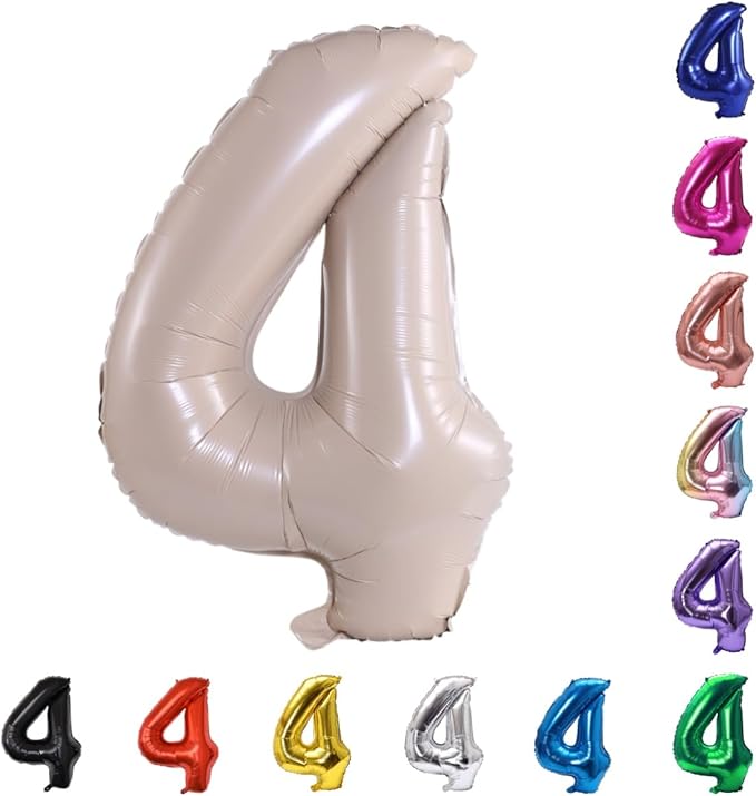 YPSelected 32 Inch Large Foil Helium Number Balloon Birthday Wedding Party 0-9 (Cream, 4)
