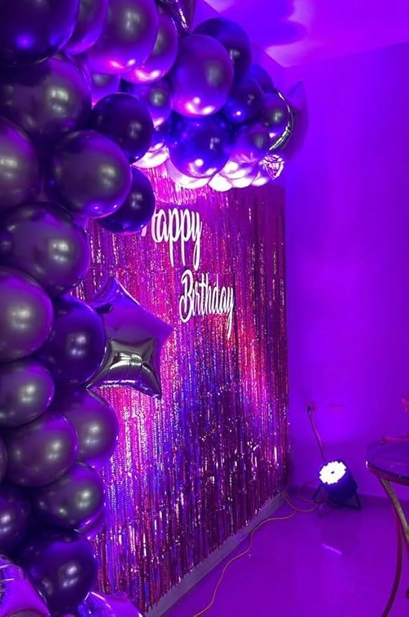 Pink Backdrops Curtains Party Decorations, Tinsel Streamers Birthday Decoration for Sweet 16 Women, Photo Booth Props for Wedding, Princess, 2Pack 3.28X6.56Ft