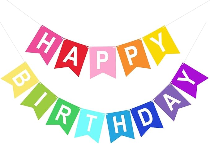 Happy Birthday Banner, Multicolors Birthday Party Banner Assembled Garland Bunting Flags Women Men Girl Boy Party Hanging Decorations Indoor/Outdoor Supplies