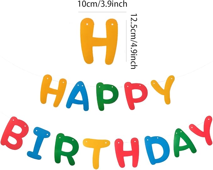 MEETINGU Rainbow Happy Birthday Banner, Colour Rainbow Birthday Party Decorations Color Birthday Sign Colour Happy Birthday Decorations Birthday Party Supplies for Boys Girls Kids Baby Adults