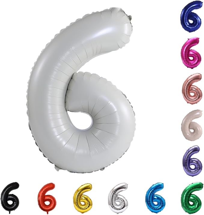 YPSelected 32 Inch Large Foil Helium Number Balloon Birthday Wedding Party 0-9 (Ivory, 6)