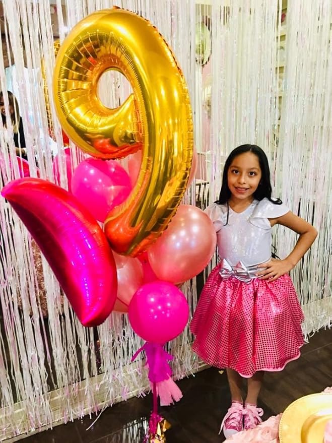 Gold Number 9 Balloon 40 Inch, 9 Balloon Number, 9th Birthday Decorations, Gold Party Supplies for Boys Girls