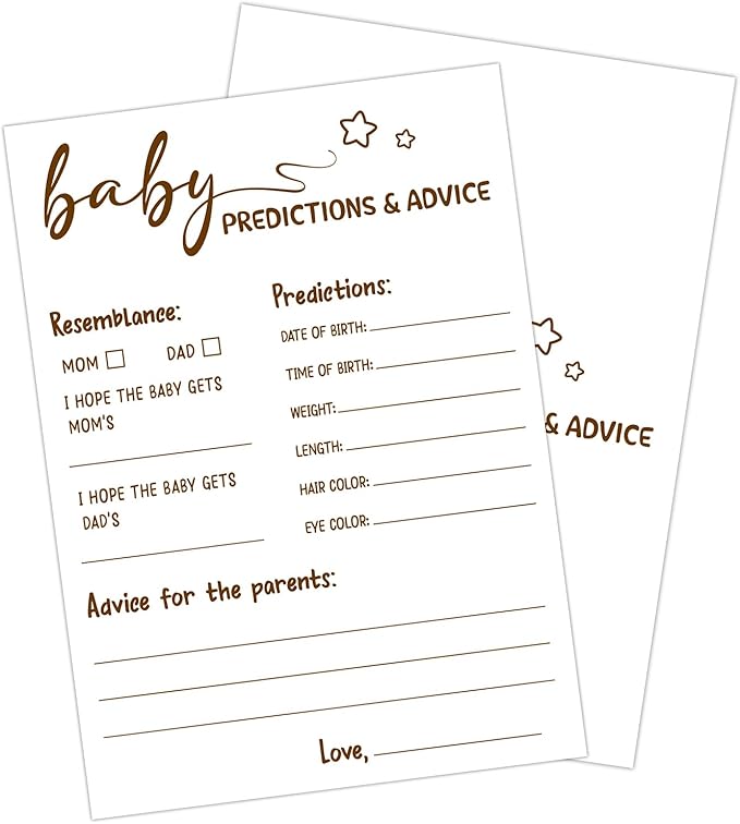 30 PCS Bear Baby Predictions and Advice Cards Baby Shower Game for Boy Girl, Gender Neutral Gender Reveal Party Double-Sided Games -C08