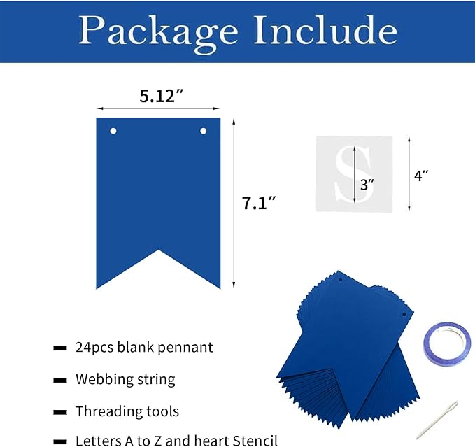Custom Blue Banner kit, Custom Phrase Banner, Customize Your Party Banner Signs, Handwriting Banners Party Supplies Unique Decor With Letters A~Z and heart Stencil