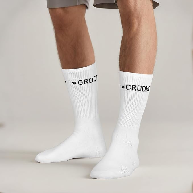 Etercycle Groom Socks, Bachelor Party Sock Groomsmen Gifts, Black Soft Cotton Groomie Wedding Socks For Engagement Party Favors Groom Bridal Shower Gifts Bachelorette Decorations