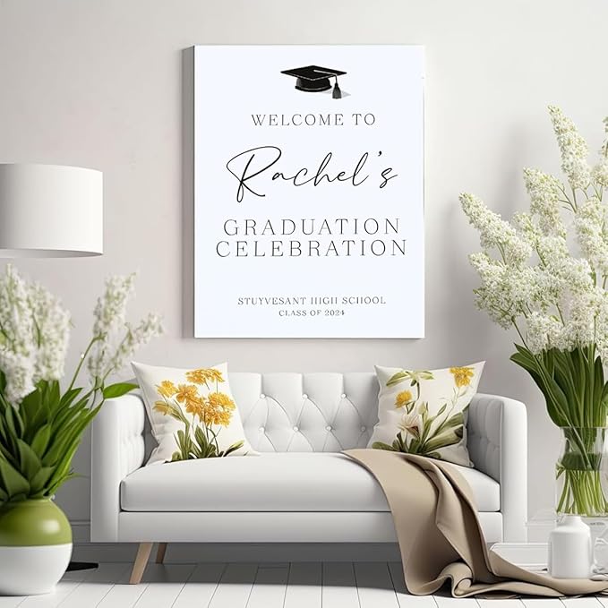 Graduation Party Welcome Sign, Photo Graduation Poster, Greenery Grad Poster, Grad Party Decorations, Senior 2025 2026, Class of 2025 Welcome Board,Custom Grad Celebration Sign, Graduates, Canvas 10