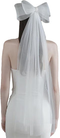 Bridal Veil Bachelorette Party Veil White Bow Wedding Veil Elegant Tulle Layer Hair Clip for Women and Girls