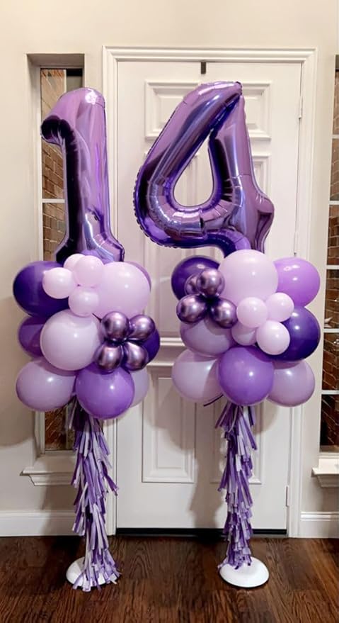 40 Inch Large Numbers Balloon, 4 Purple Ballon for 4th 14 40 44 Birthday Party, Balloon 4 Number for Graduations Wedding Supplies