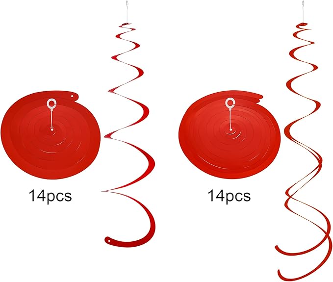 Red Ceiling Swirl Foil Decorations Hanging Plastic Streamer Themed Swirl Party for Valentine’s Day Day Carnival Celebration, Pack of 28
