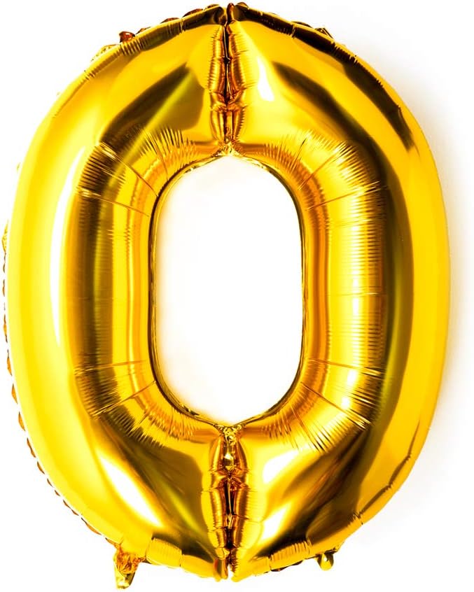 40 Inch Large Foil Helium Number Balloon Birthday Wedding Party 0-9 (Gold, 0)