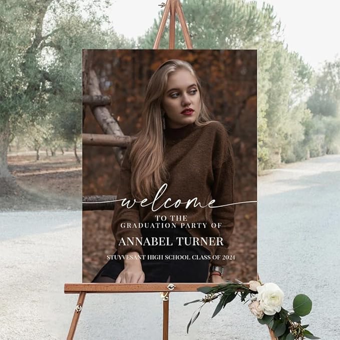 Graduation Party Welcome Sign, Photo Graduation Poster, Greenery Grad Poster, Grad Party Decorations, Senior 2025 2026, Class of 2025 Welcome Board,Custom Grad Celebration Sign, Graduates, Canvas 6