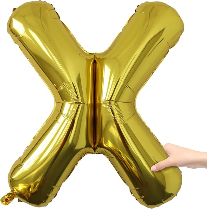 Letter Balloons Gold Party Balloon - 40 Inch Large Gold Letter X Balloon, Letter Balloon Birthday Decorations, Balloon for Women Men Anniversary Party Decorations Supplies