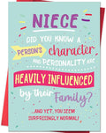Funny Niece Birthday Card, Cute Birthday Card Gift for Niece from Aunt Uncle-8x5.3 Inches, Double-Sided