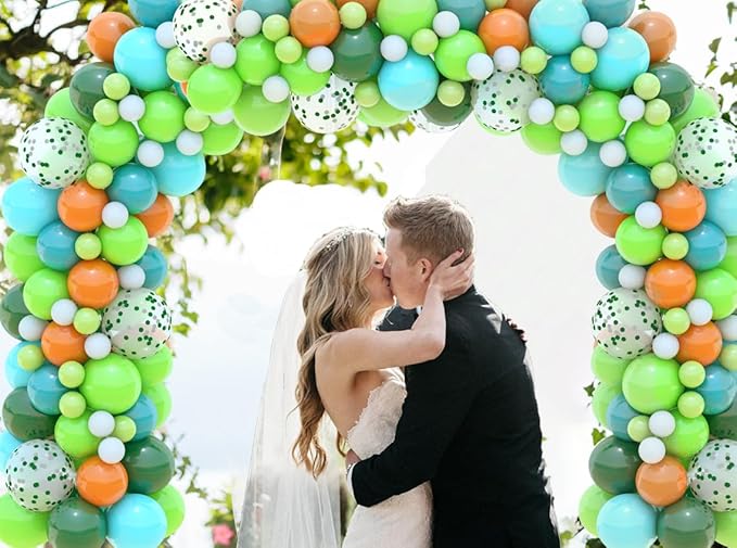 XIRUISHEN 118 Pieces Tropical Forest Balloon Arch Garland Kit, Green Confetti Balloons Hawaiian Theme Graduation Anniversary Party Celebration Birthday Party Wedding Decorations