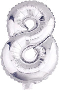 Glanzzeit 16 Inch Silver Foil Balloons Letters A to Z Numbers 0 to 9 for Prom Wedding Birthday Party Decor (Number 8)