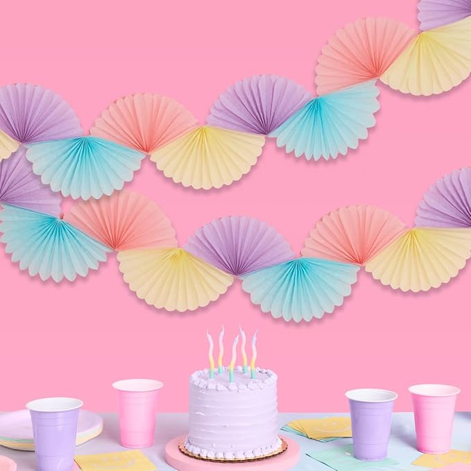 xo, Fetti Pastel Paper Fan Garland - 6 Ft. | 3D Bachelorette Party Decorations, Birthday Party Supplies, Pink Preppy HBD, Easter Decor