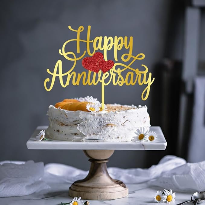 Kaoenla Happy Anniversary Cake Topper - Company Anniversary,Wedding Wedding Anniversary,Birthday Party Selected Decoration Supplies