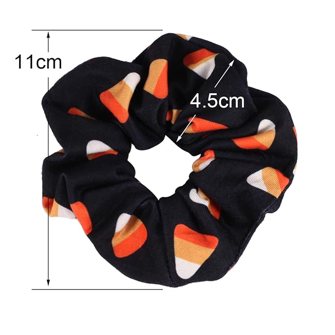 Halloween Hair Scrunchies BOO Spooky Pumpkin Fall Scrunchies Skull Ghosts Bat Star Moon Candy Spider Web Skeleton Hair Ties for Women Girls Elastics Scrunchy Halloween Gifts Accessories 12 PCS
