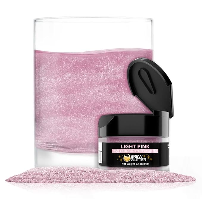 Brew Glitter Edible Glitter for Drinks, Cocktails, Beer, Garnish & Beverages (Light Pink, 4 Grams)