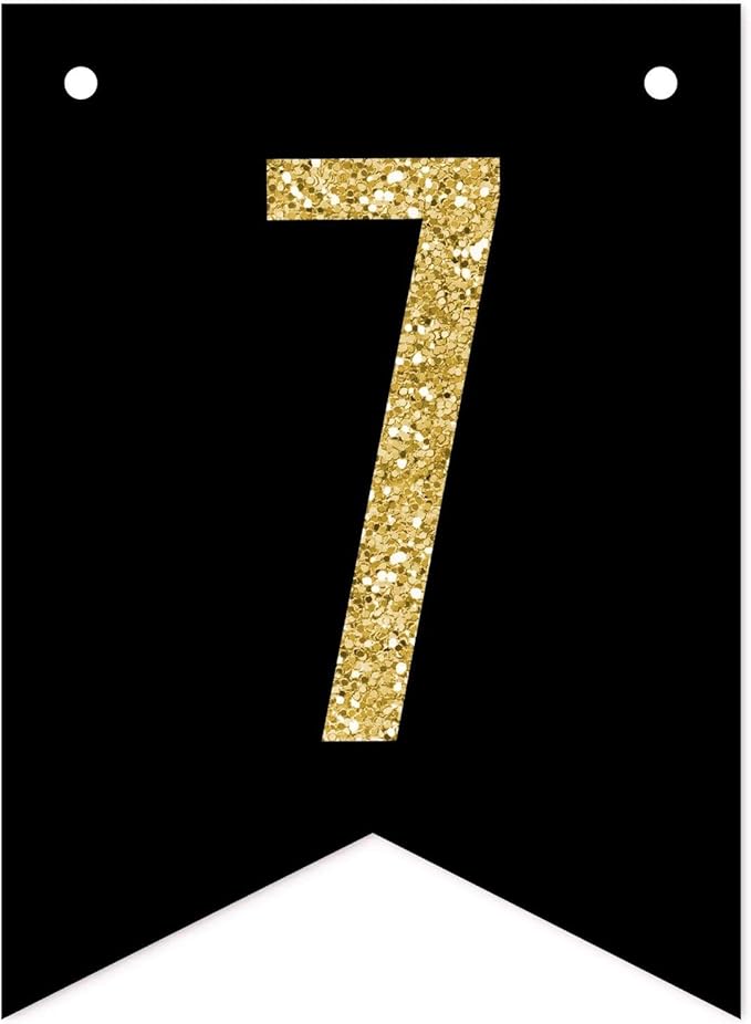 Andaz Press Faux Gold Glitter on Black Birthday Party Banner Decorations, 70 Years Loved, Approx 5-Feet, 1-Set, 70th Birthday Milestone Colored Hanging Pennant Decor