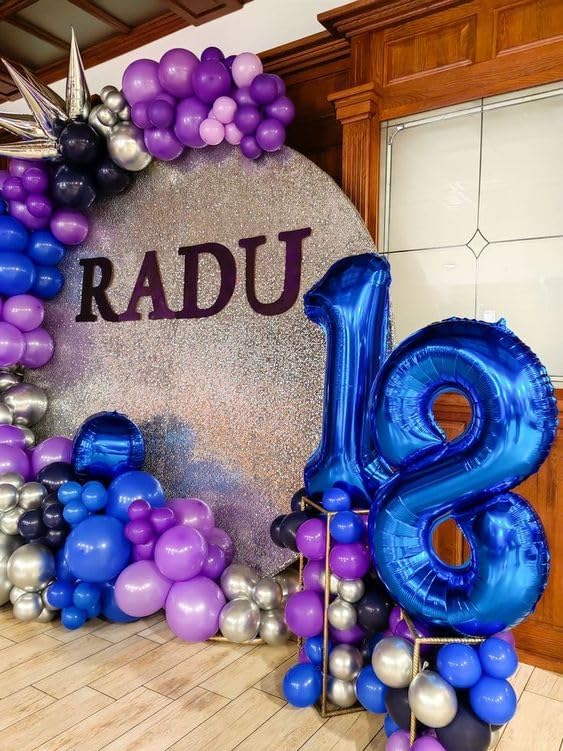 Navy Blue Number 80 Balloon 40 inch, 80 Number Balloons, 80th Navy Blue Birthday Decorations, 80 Year Old Women Men Blue Party Supplies