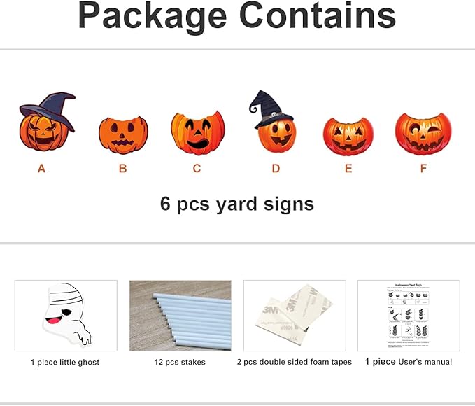 GameXcel 34" Tall Extra Large 3-Tiered Pumpkin Ghost Yard Signs for Outdoor Decorations, 2Pcs Vertical