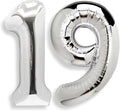 AULE 40 Inch Large 19 Balloon Numbers Silver, Big Foil Number Balloons, Giant Helium Happy 19th Birthday Party Decorations for Boy and Girl, Huge Mylar Anniversary Party Supplies