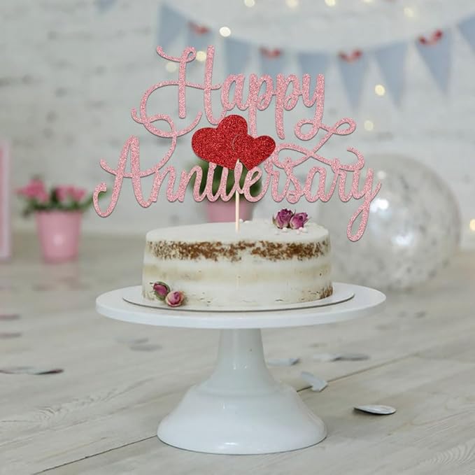 Kaoenla Happy Anniversary Cake Topper - Company Anniversary,Wedding Wedding Anniversary,Birthday Party Selected Decoration Supplies