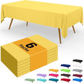 Smiry Disposable Table Cloth - 6 Pack, 54 x 108 Inch Waterproof Rectangle Tablecloths for Parties, Decorative Plastic Table Cover, Leakproof & Sturdy, Yellow