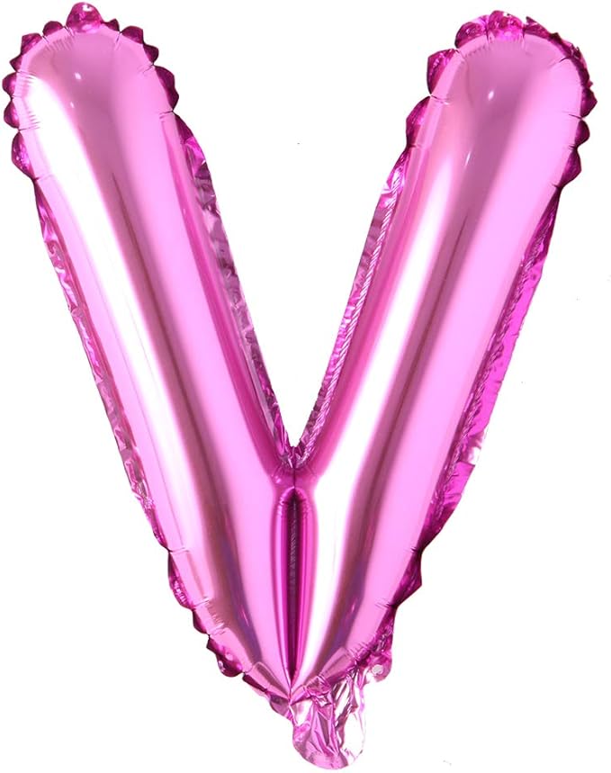 16" inch Single Rose Red Alphabet Letter number Balloons Aluminum Hanging Foil Film Balloon Wedding Birthday party decoration banner Air Mylar Balloons (16 inch Rose Red V)
