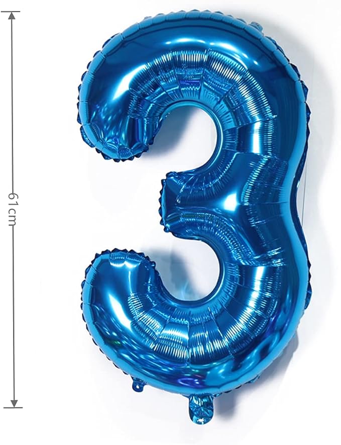 YPSelected 32 Inch Large Foil Helium Number Balloon Birthday Wedding Party 0-9 (Blue, 3)