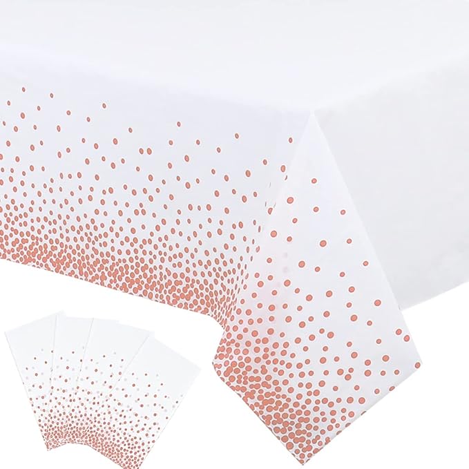 4 Pack Plastic Tablecloth Disposable Rose Gold Tablecloth for Rectangle Tables 54" x 108" Party Decorations Birthday Thanksgiving Christmas Valentines Wedding Outdoor BBQ Picnic (Rose Gold, 4 Pack)