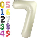 7 Balloon Cream Number, 17th Birthday Decorations For boys And Girls, 40 Inch Big Balloons for 7, 17, 27, 70 Birthday, Wedding Anniversary, Christmas, New Year, Halloween Party Decoration