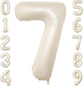 40 Inch Beige Number Balloon 7, Large Cream Number Foil Mylar Balloons for Birthday Party Celebration Decorations Supplies, Digital Balloons for Wedding Anniversary Events Decorations