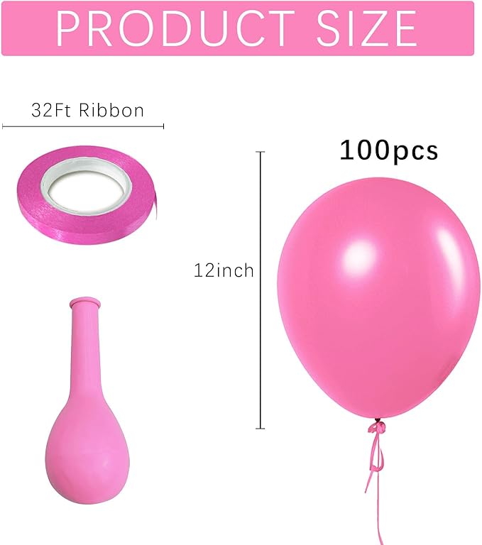 Pink Balloons Light Pink Birthday Decorations 100 Pack 12 inch Round Gender Reveal Ballons for Valentines Birthday Wedding Anniversary Baby Shower Gender Reveal Party Decoration