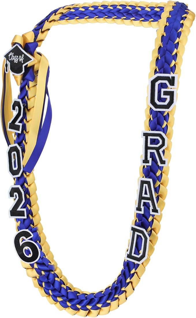 Hotop 2026 Graduation Leis Class of 2026 Grad Ribbon Money Lei Handmade Double Braided Necklace for Graduation Gifts Supplies
