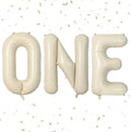 Biapian 40 Inch One Letter Balloons, Big Cream ONE Foil Balloons, 3 Pcs Giant Foil Large Aluminum Balloon Helium for Anniversary First One Year Old Girl and Boy 1st Birthday Party Decoration (Cream)
