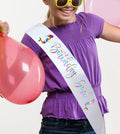 Birthday Girl Sash for Girls and Kids 5,6,7,8,9,10,11,12,13,14 Years Old,White Birthday Sash with Rainbow Color Lettering.